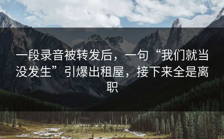 一段录音被转发后,一句“我们就当没发生”引爆出租屋,接下来全是离职 一段录音被转发后,一句“我们就当没发生”引爆出租屋,接下来全是离职