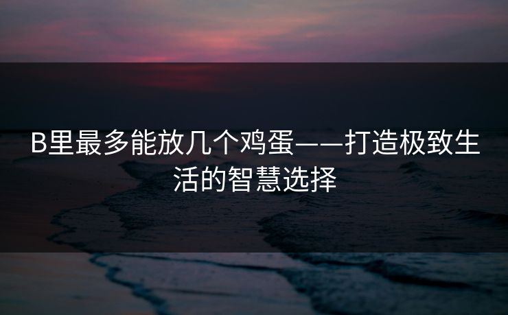 B里最多能放几个鸡蛋——打造极致生活的智慧选择