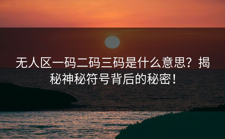 无人区一码二码三码是什么意思？揭秘神秘符号背后的秘密！