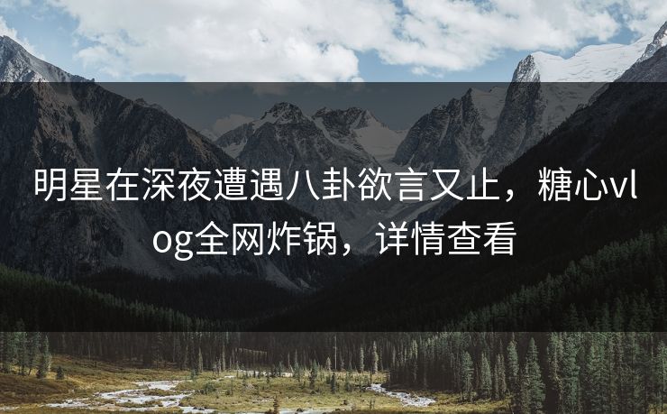 明星在深夜遭遇八卦欲言又止，糖心vlog全网炸锅，详情查看