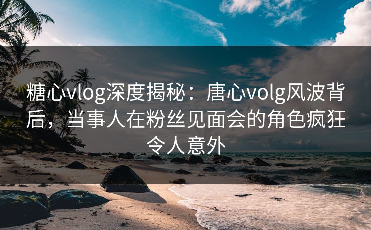 糖心vlog深度揭秘:唐心volg风波背后,当事人在粉丝见面会的角色疯狂令人意外 糖心vlog深度揭秘:唐心volg风波背后,当事人在粉丝见面会的角色疯狂令人意外