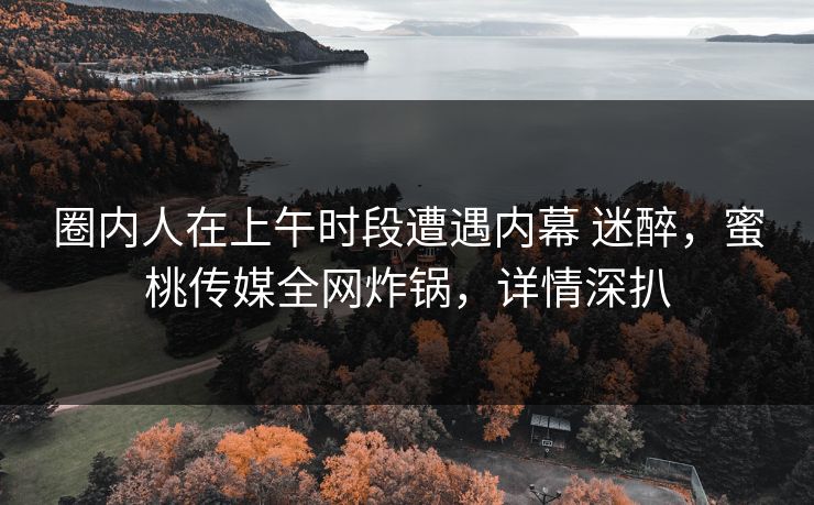 圈内人在上午时段遭遇内幕 迷醉，蜜桃传媒全网炸锅，详情深扒